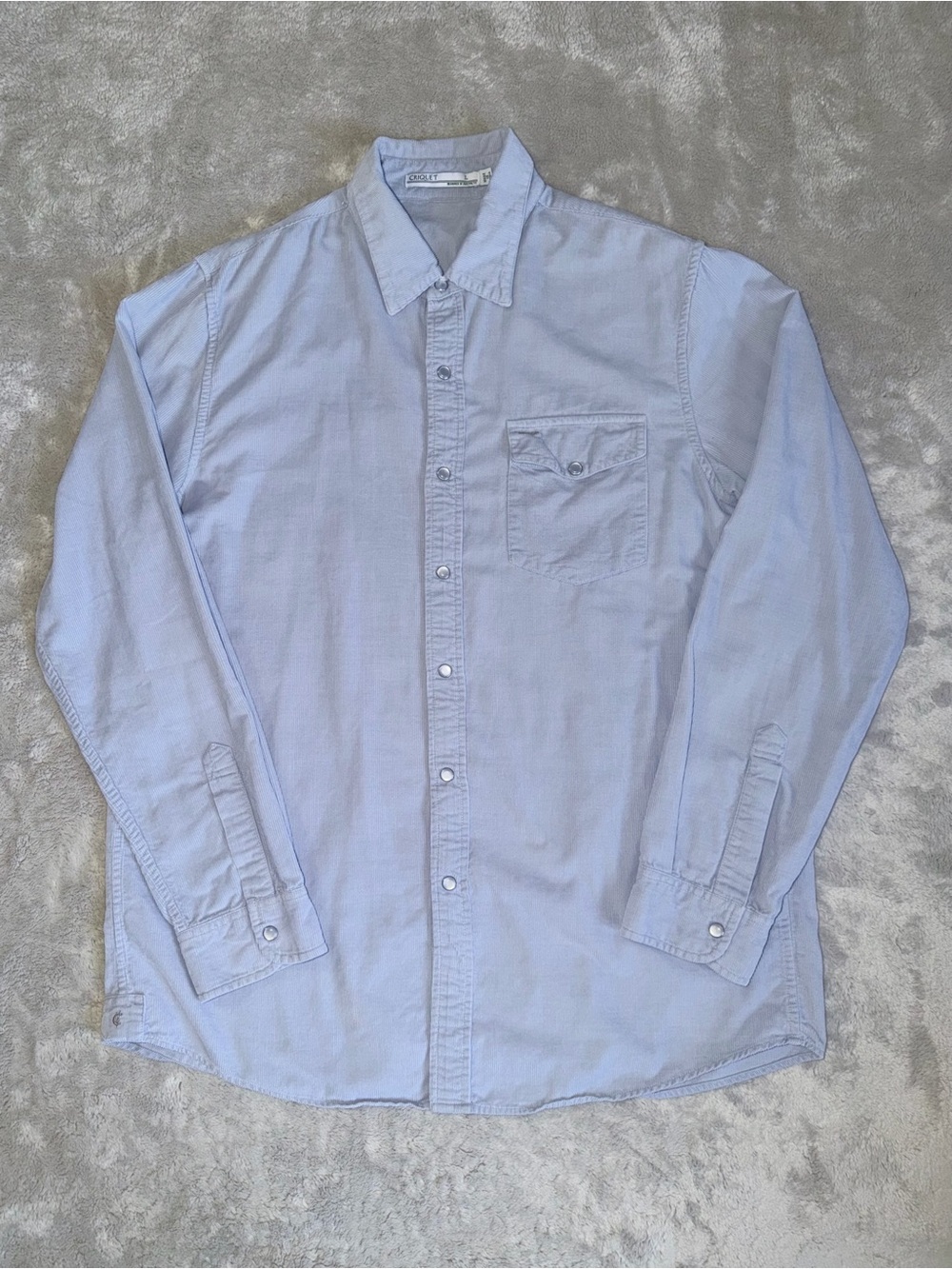 Criquet Corduroy Pearl Snap Shirt Men’s Large In Cool Blue Long Sleeve Western